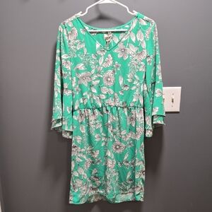 a new day Green Floral Long-Sleeve Dress